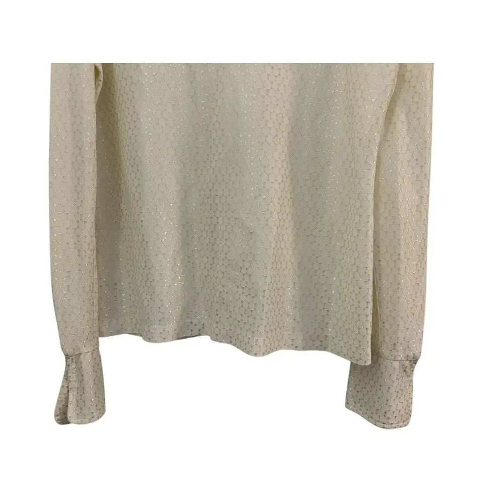 Alex Colman Vintage Blouse White Metallic Thread Rhinestone Buttons Tag=16 - Picture 6 of 8